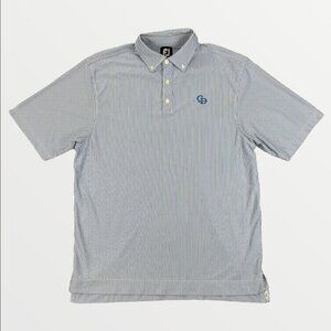 FootJoy Golf Performance Polo Mens Large Blue Striped Short Sleeve Shirt